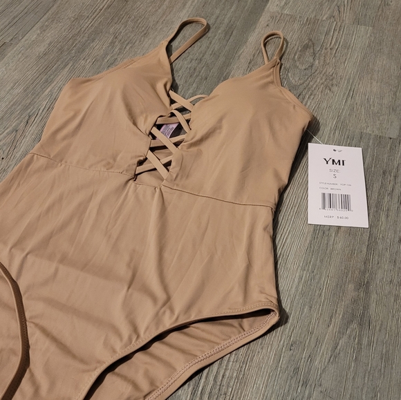 YMI Tan one piece swimsuit, size small - Picture 3 of 4